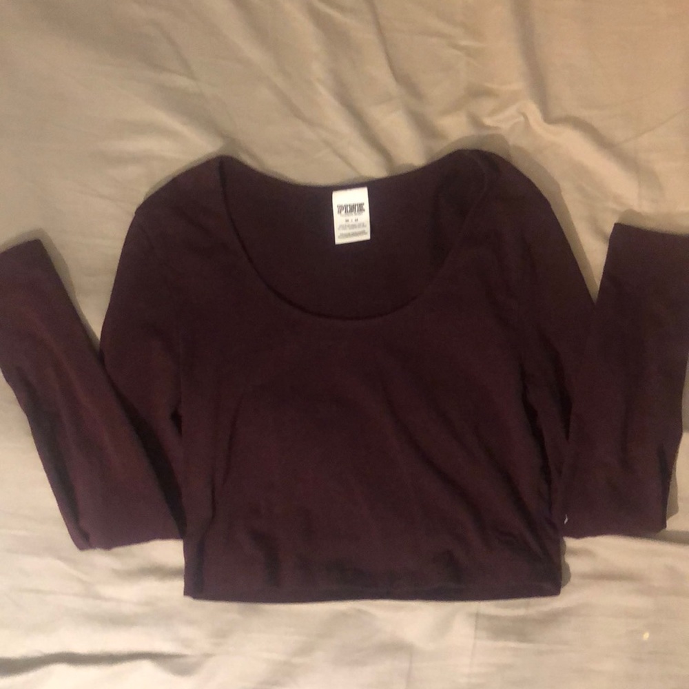 Victoria’s Secret PINK maroon long sleeve crop
